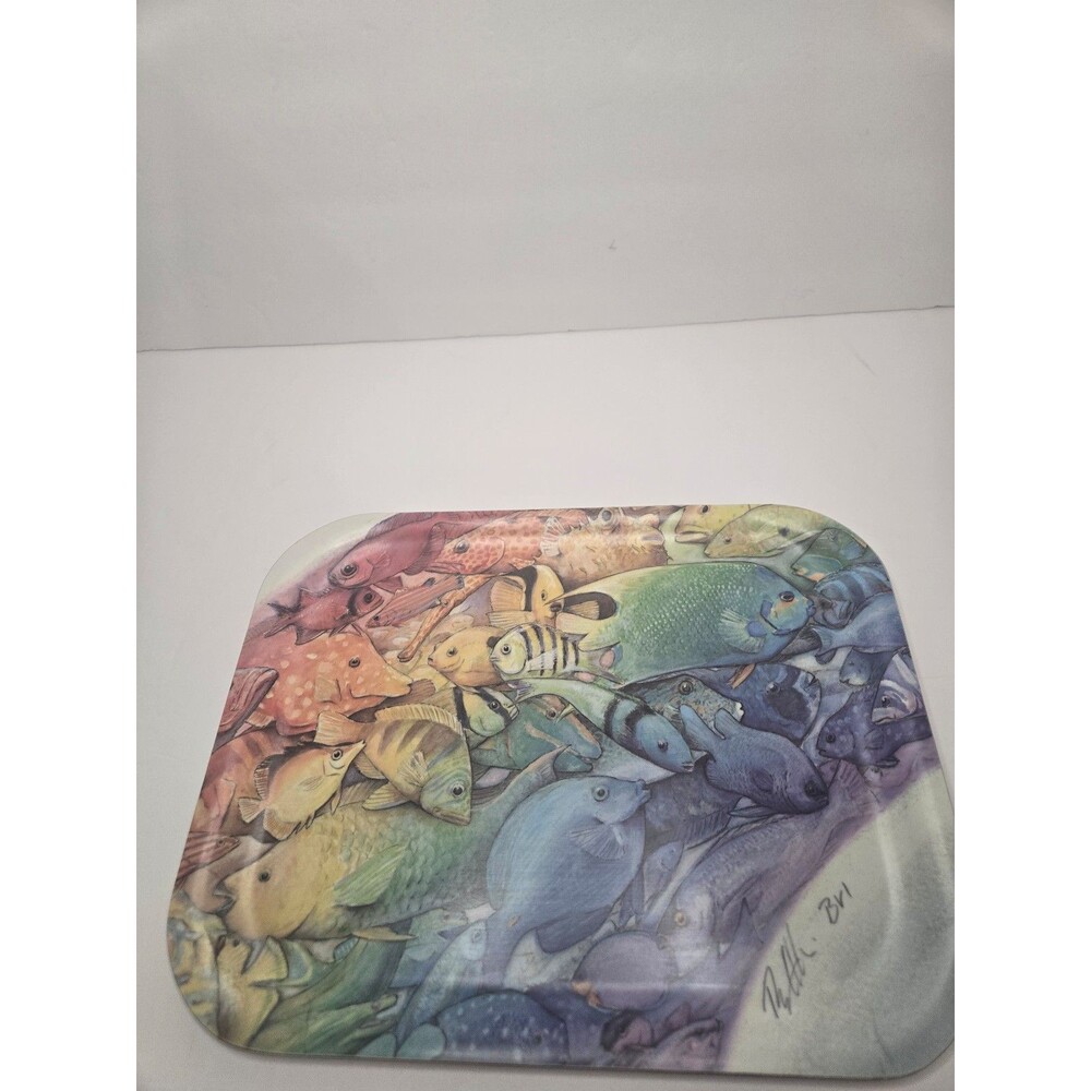 Melamine Tray Rainbow Fish Artist Signature Tropical Reef Design